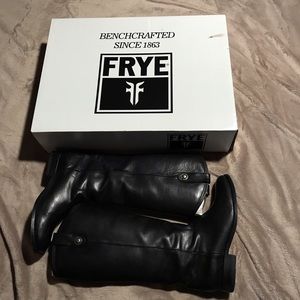Frye “Mellissa Button” leather tall black boots